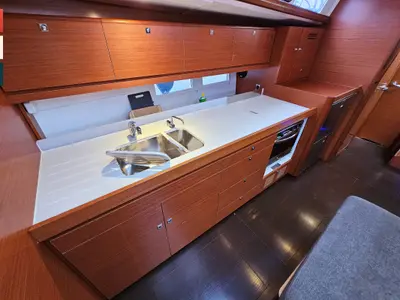 Galley of Katajina AC/Gen, a Dufour 460 Grand Large sailboat at Općina Rogoznica, Croatia