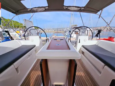 Deck of Katajina AC/Gen, a Dufour 460 Grand Large sailboat at Općina Rogoznica, Croatia