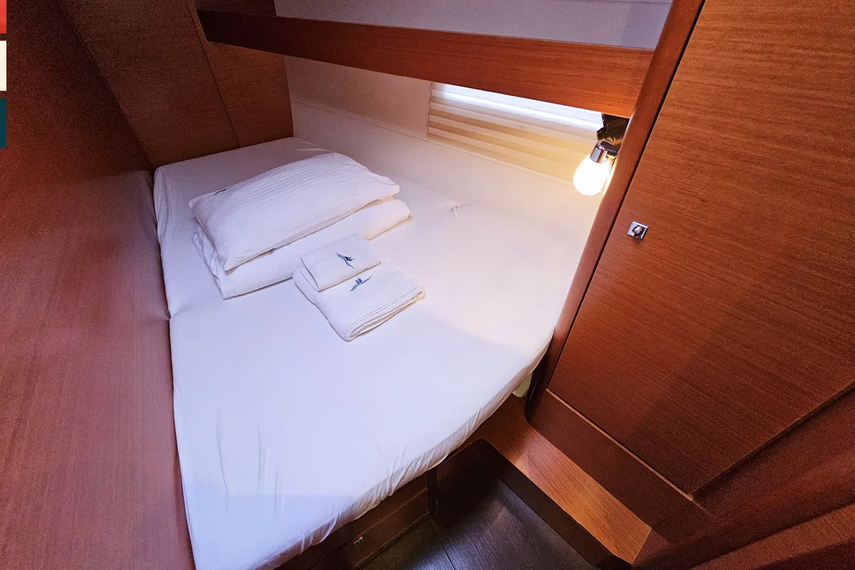 Cabin on Katajina AC/Gen, a Dufour 460 Grand Large sailboat at Općina Rogoznica, Croatia