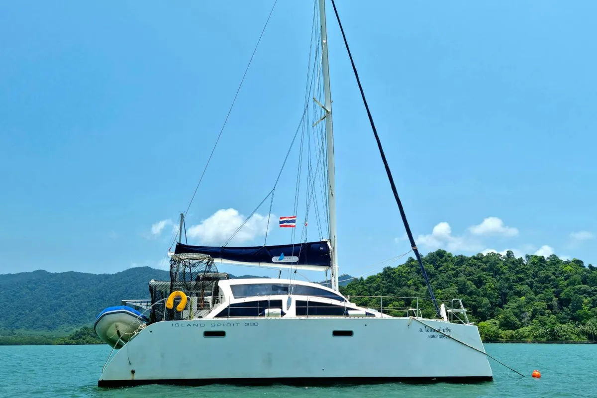 Exterior view of Island Breeze, a Island Spirit 38 catamaran at Baan Salak Phet, Thailand