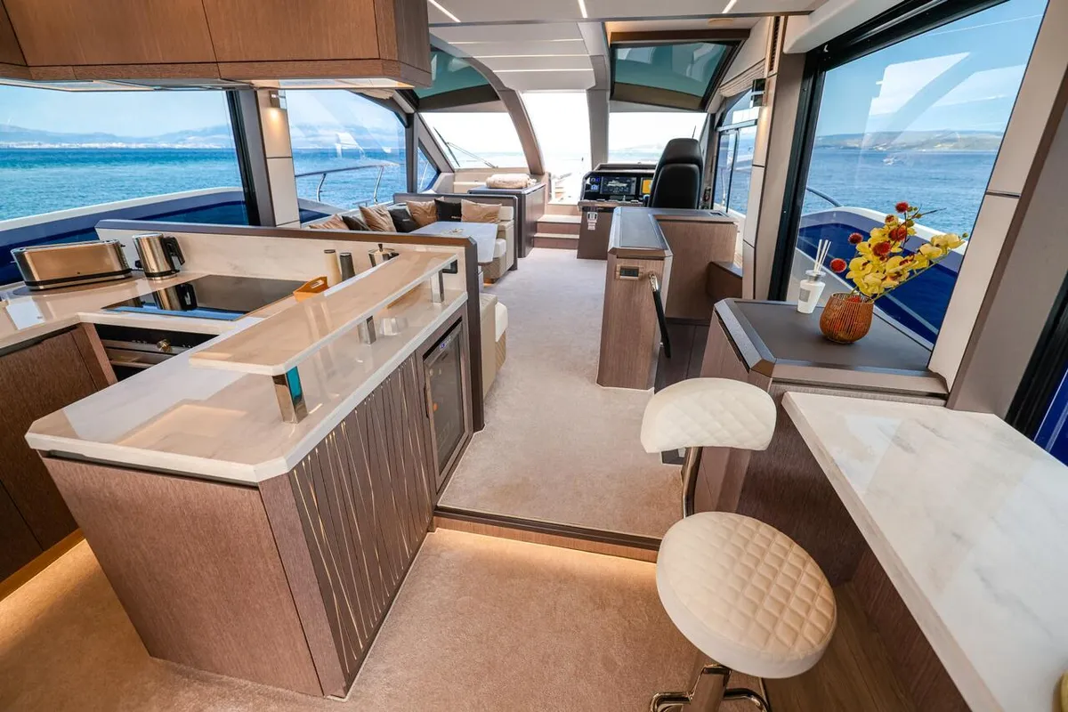 Galley of FGstar, a Galeon 640 Fly motor yacht at Seget Donji, Croatia