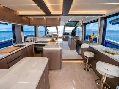 Galley of FGstar, a Galeon 640 Fly motor yacht at Seget Donji, Croatia