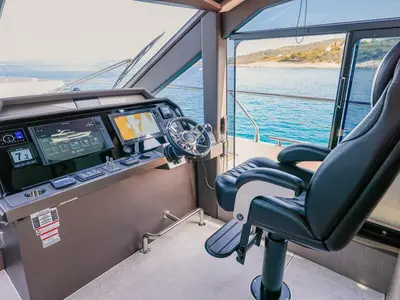 Cockpit of FGstar, a Galeon 640 Fly motor yacht at Seget Donji, Croatia