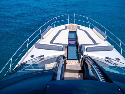 Deck of FGstar, a Galeon 640 Fly motor yacht at Seget Donji, Croatia