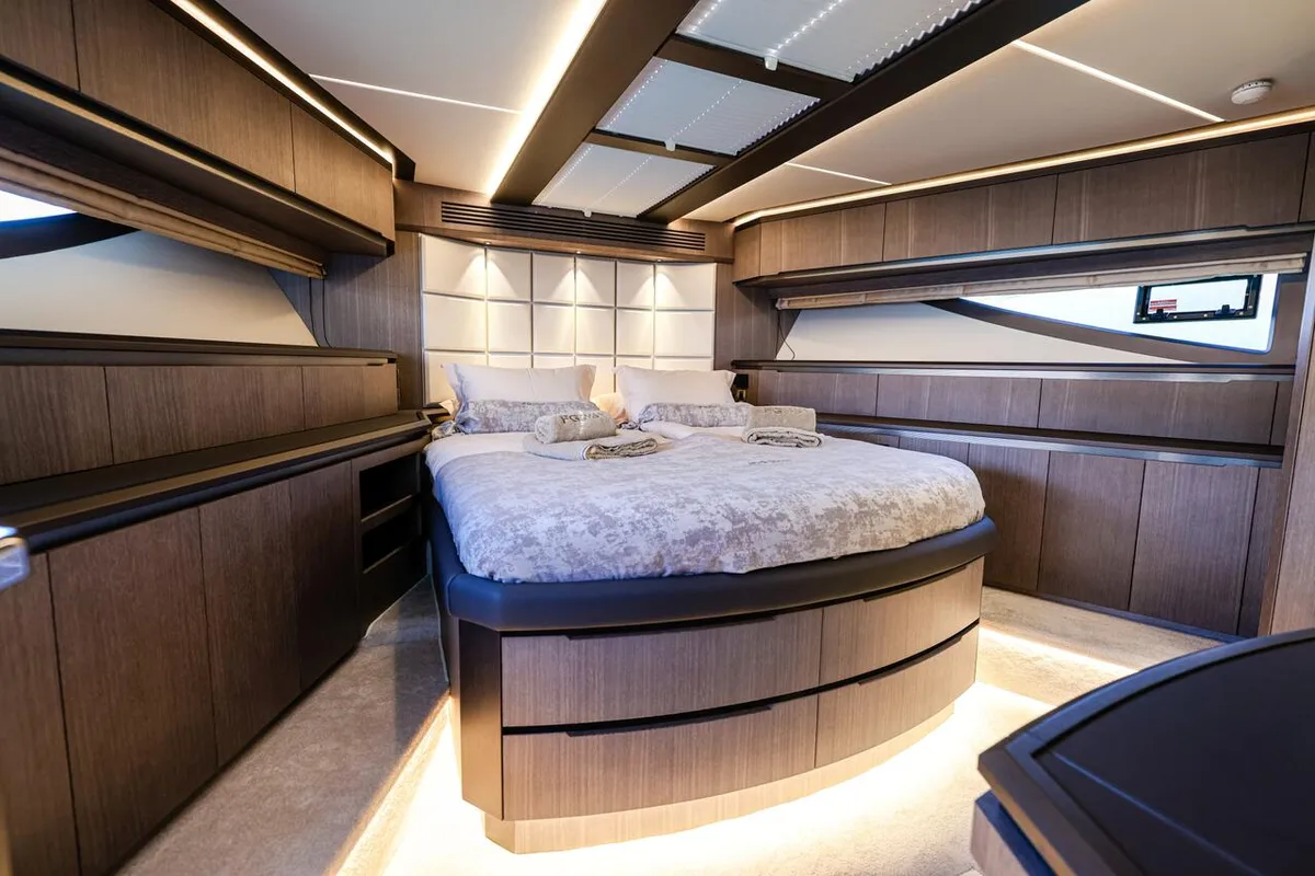 Cabin on FGstar, a Galeon 640 Fly motor yacht at Seget Donji, Croatia