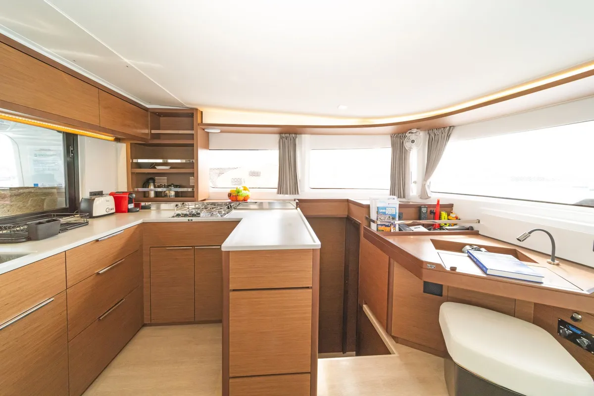 Galley of Nefeli, a Lagoon 46 catamaran at Volos, Greece