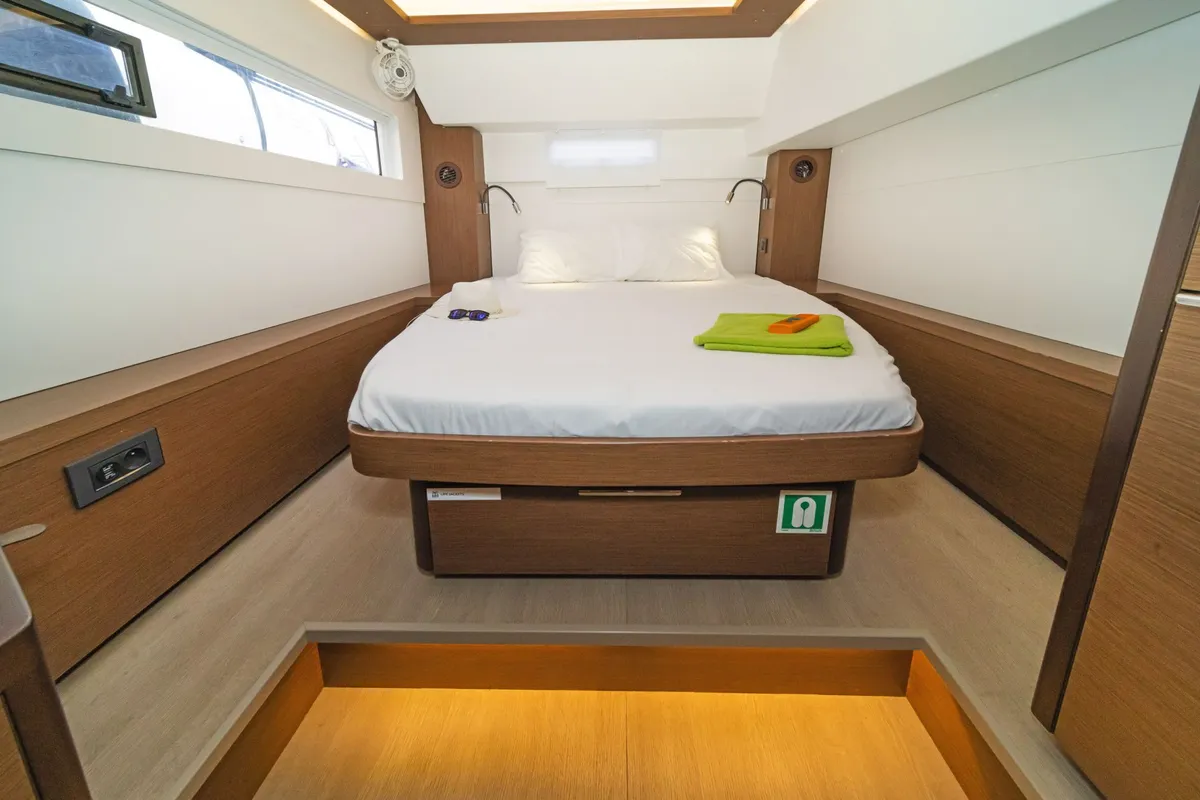 Cabin on Nefeli, a Lagoon 46 catamaran at Volos, Greece
