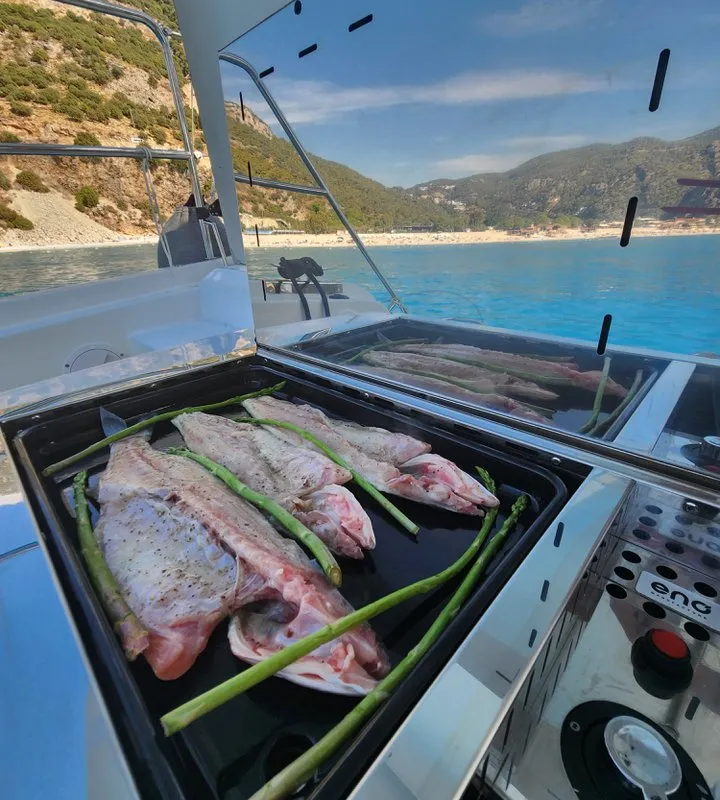 Deck of Pronto Sail, a Aventura 37 catamaran at Fethiye, Turkey