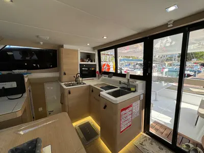 Galley of Pronto Sail, a Aventura 37 catamaran at Fethiye, Turkey