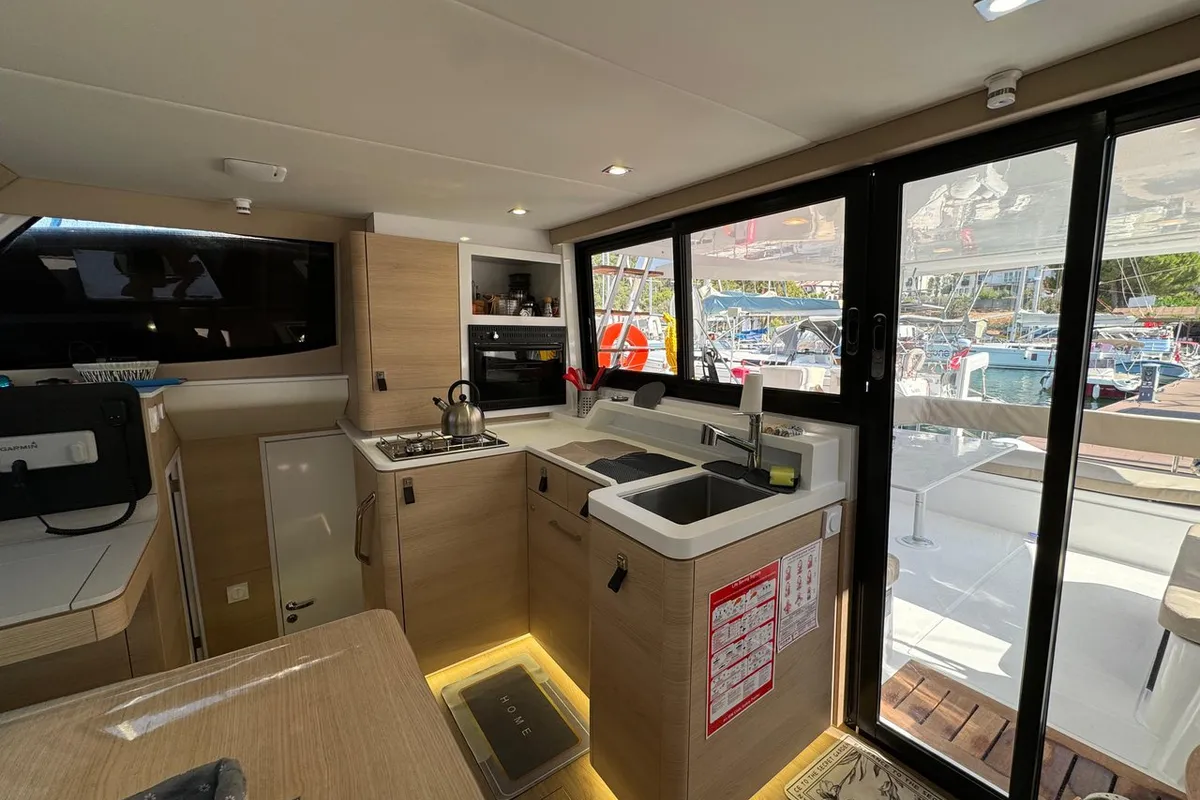 Galley of Pronto Sail, a Aventura 37 catamaran at Fethiye, Turkey