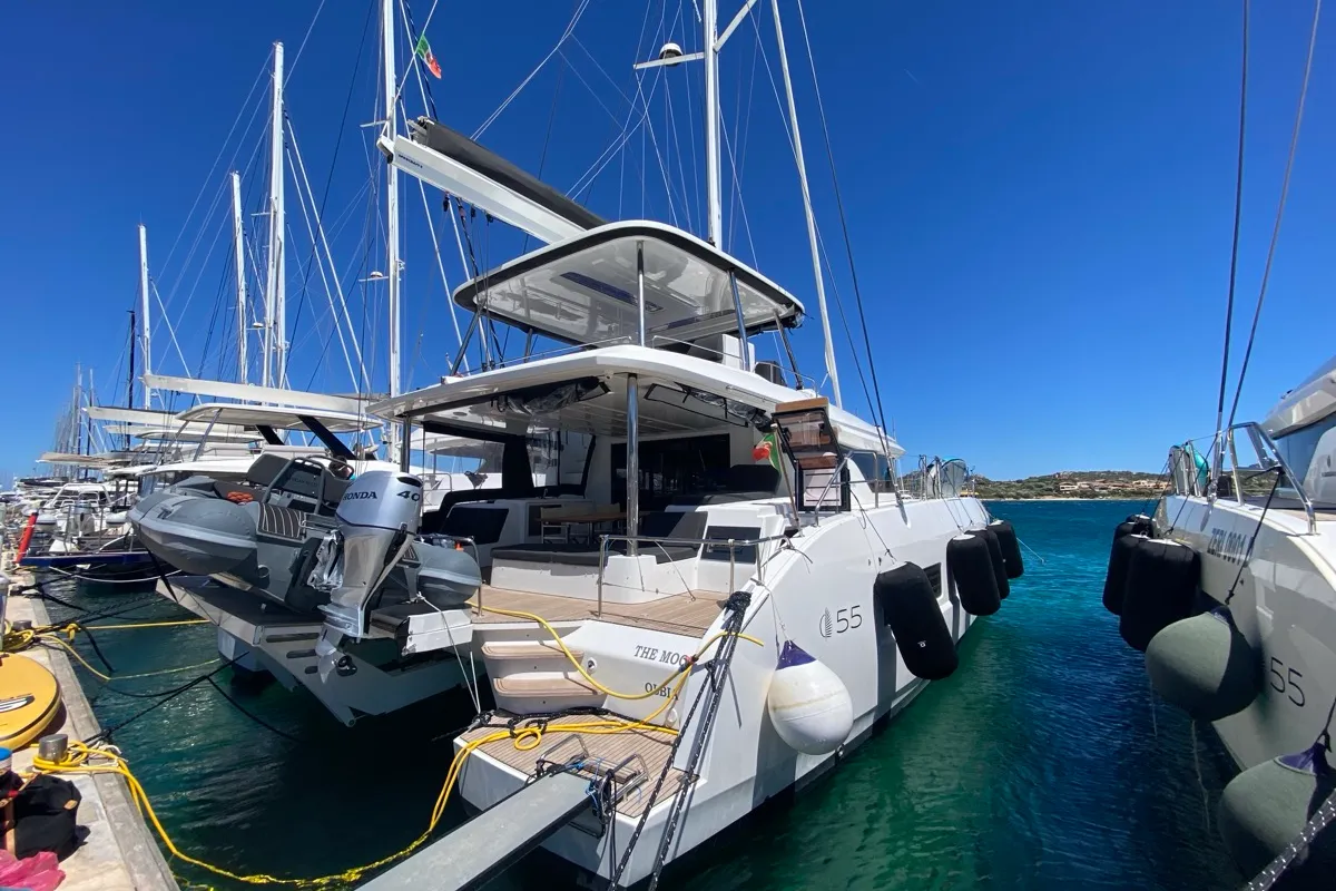 Exterior view of The Moon (GND), a Lagoon 55 catamaran at St. George's, Grenada