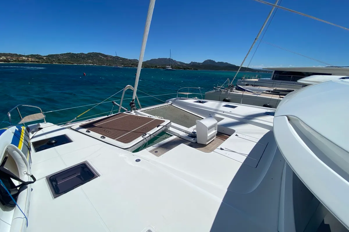 Deck of The Moon (GND), a Lagoon 55 catamaran at St. George's, Grenada