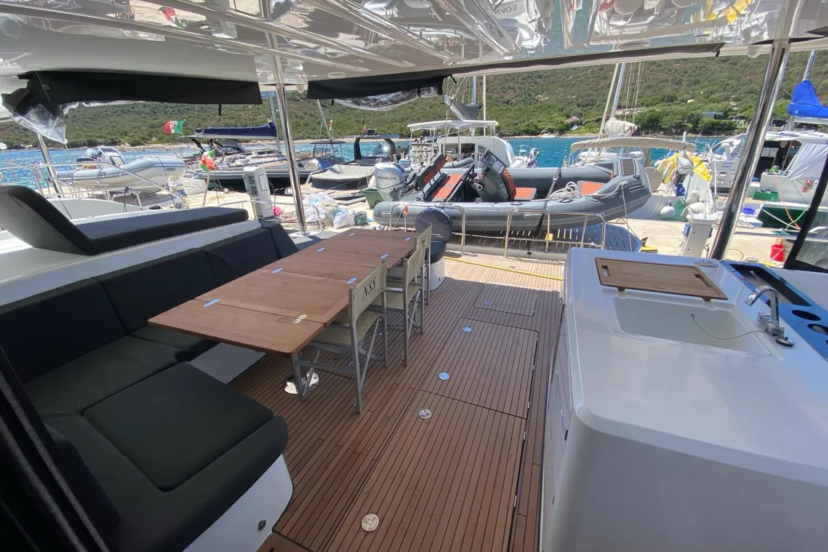 Deck of The Moon (GND), a Lagoon 55 catamaran at St. George's, Grenada