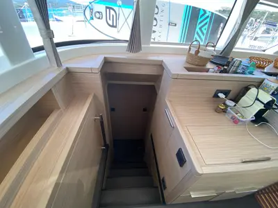 Cockpit of The Moon (GND), a Lagoon 55 catamaran at St. George's, Grenada