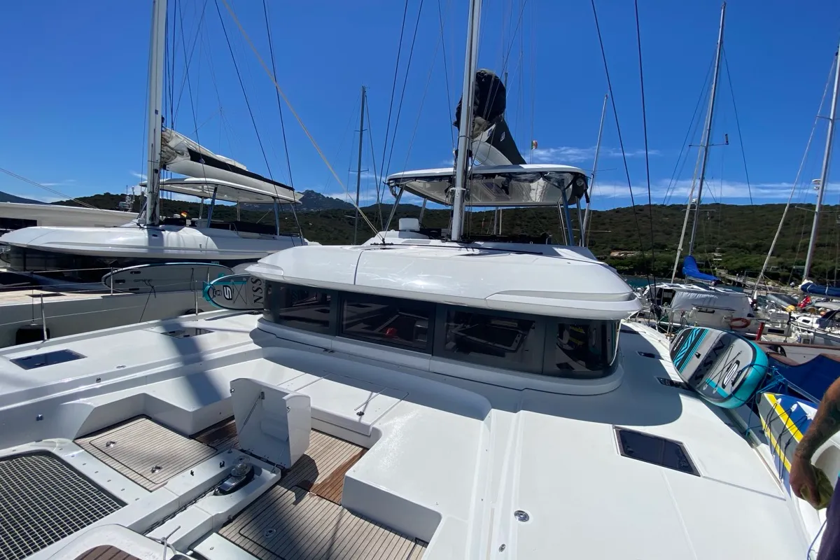 Deck of The Moon (GND), a Lagoon 55 catamaran at St. George's, Grenada