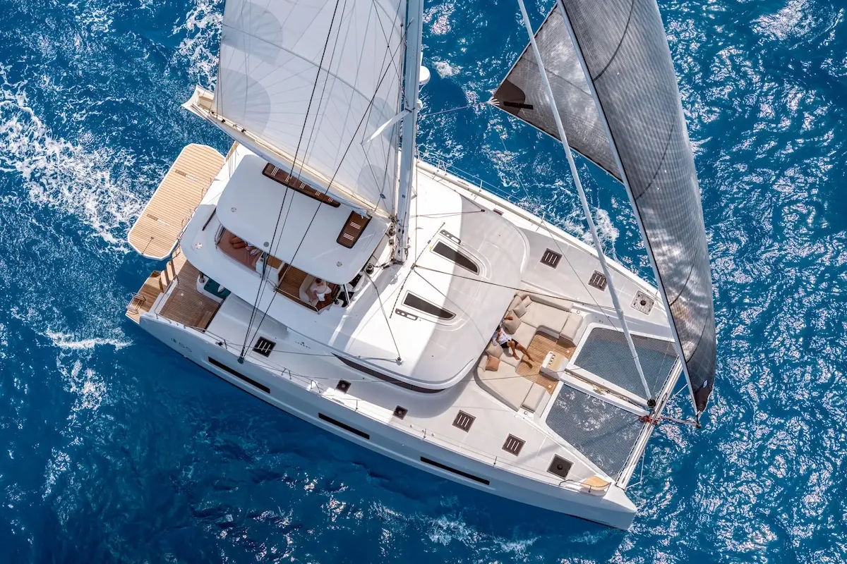 Exterior view of The Moon (GND), a Lagoon 55 catamaran at St. George's, Grenada