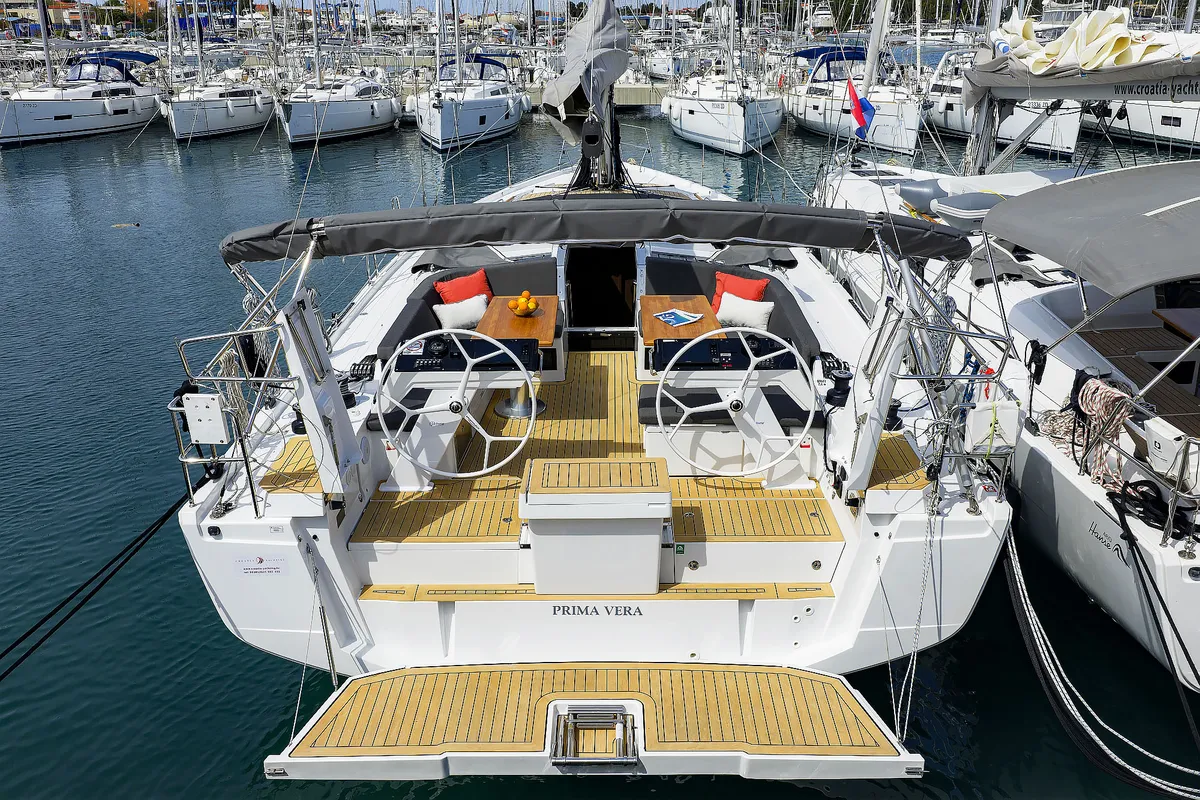 Exterior view of Prima Vera, a Hanse 460 sailboat at Općina Sukošan, Croatia