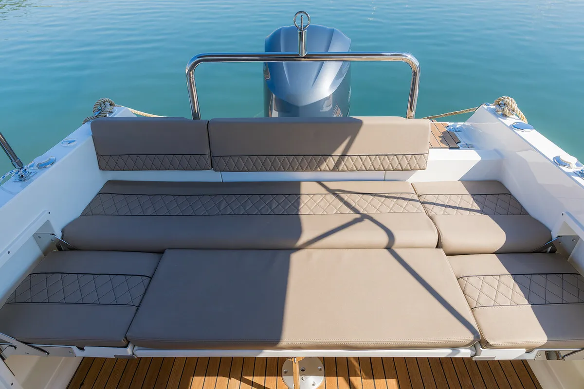 No Name, a Pacific Craft 750 Sun Cruiser motorboat at Grad Pula, Croatia