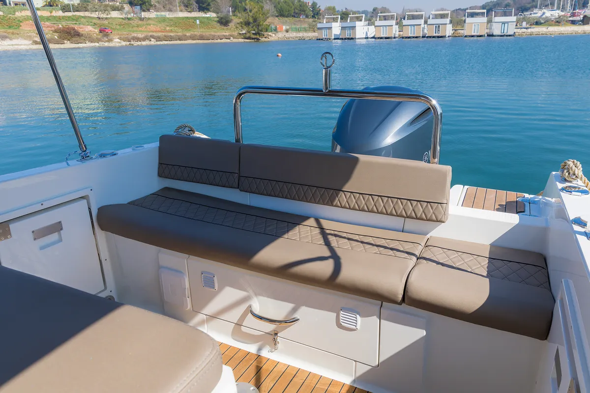 No Name, a Pacific Craft 750 Sun Cruiser motorboat at Grad Pula, Croatia