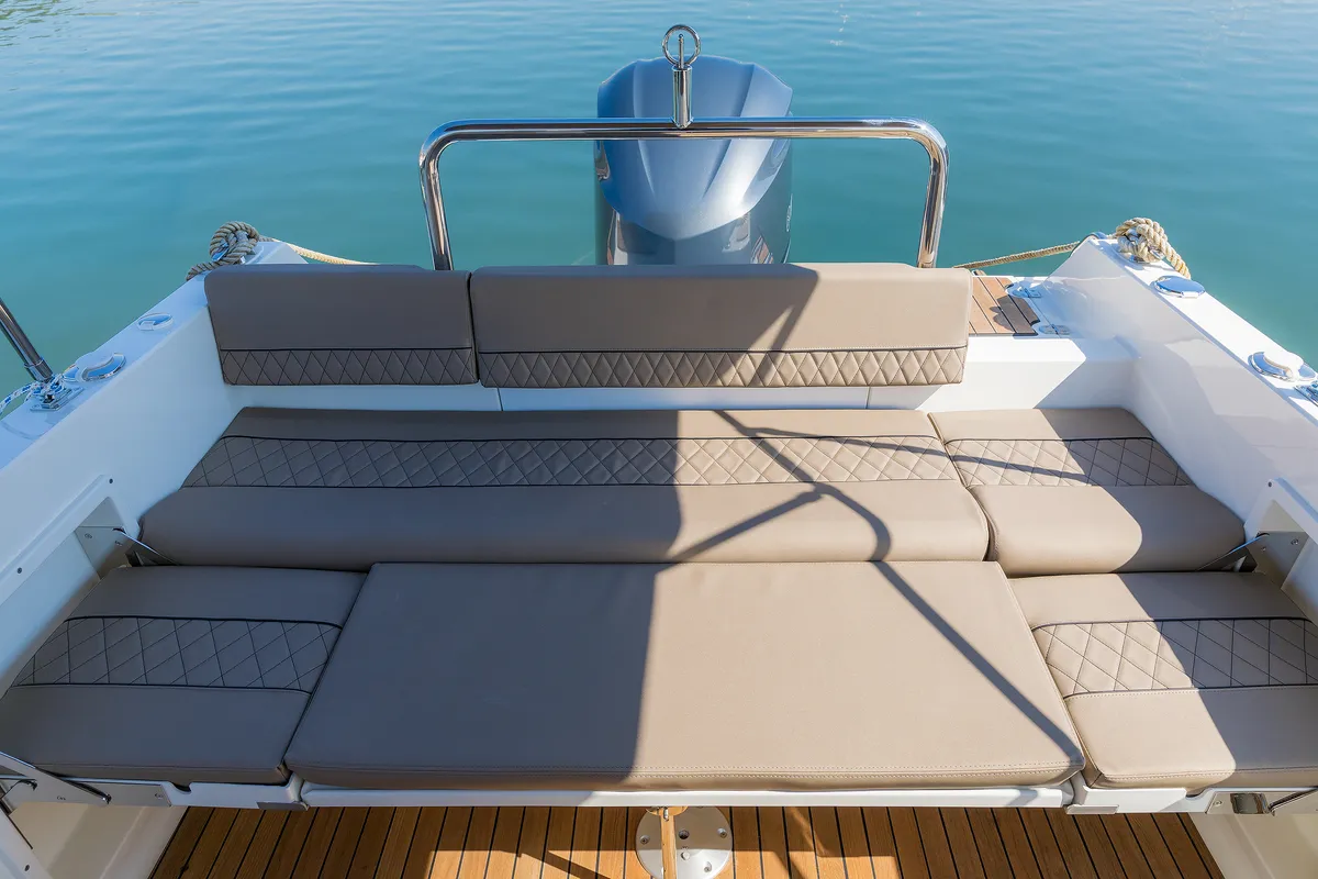 No Name, a Pacific Craft 750 Sun Cruiser motorboat at Grad Pula, Croatia