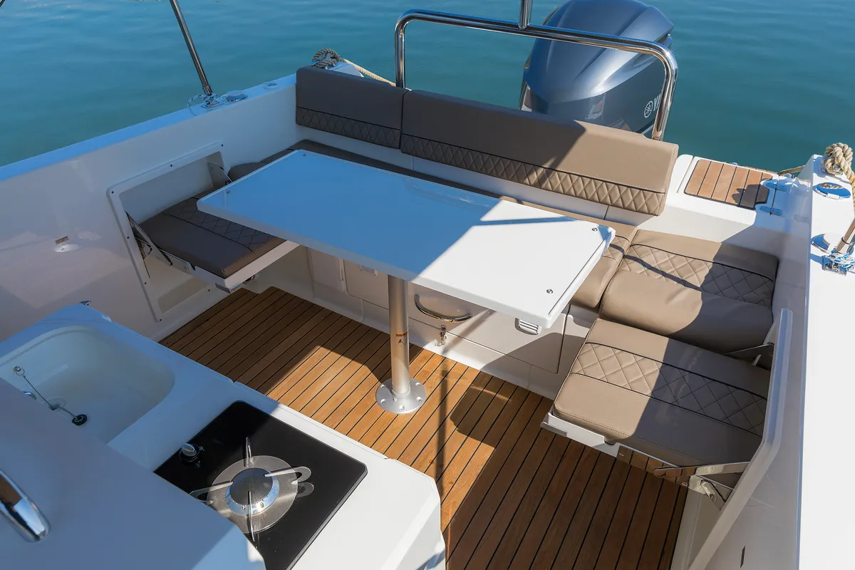 No Name, a Pacific Craft 750 Sun Cruiser motorboat at Grad Pula, Croatia