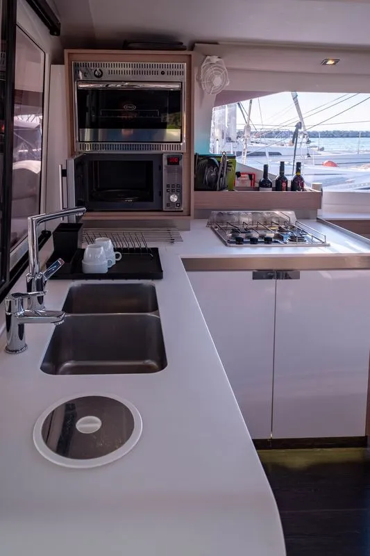 Galley of Lfk-Isla 40, a Fountaine Pajot Isla 40 catamaran at Municipal Unit of Lefkada, Greece
