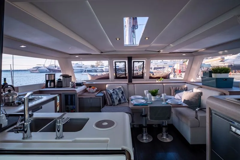 Salon of Lfk-Isla 40, a Fountaine Pajot Isla 40 catamaran at Municipal Unit of Lefkada, Greece