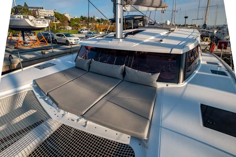 Deck of Lfk-Isla 40, a Fountaine Pajot Isla 40 catamaran at Municipal Unit of Lefkada, Greece