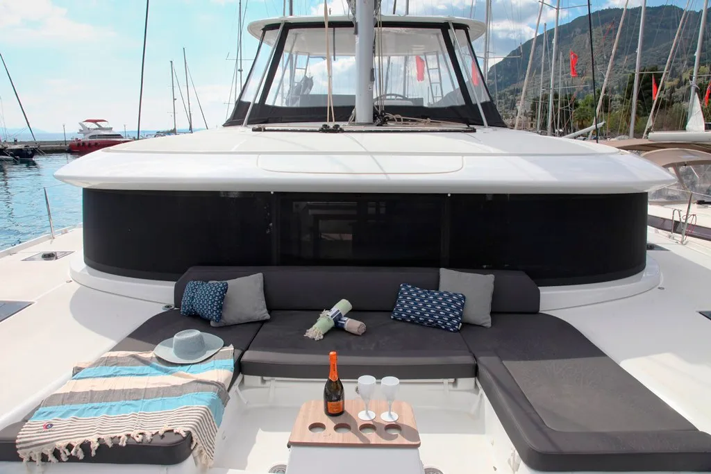 Deck of Iris, a Lagoon 46 catamaran at Benitses, Greece