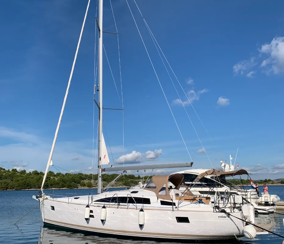 Exterior view of Seraphim, a Elan Impression 45.1 sailboat at Pirovac, Croatia