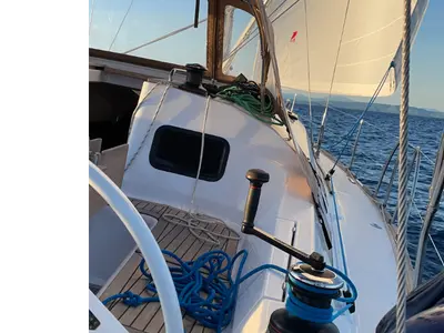 Deck of Seraphim, a Elan Impression 45.1 sailboat at Pirovac, Croatia