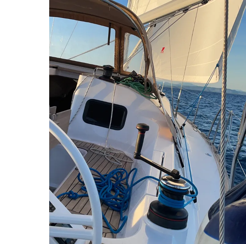 Deck of Seraphim, a Elan Impression 45.1 sailboat at Pirovac, Croatia