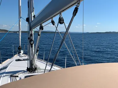 Deck of Seraphim, a Elan Impression 45.1 sailboat at Pirovac, Croatia