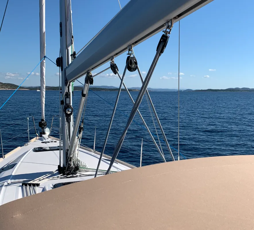 Deck of Seraphim, a Elan Impression 45.1 sailboat at Pirovac, Croatia