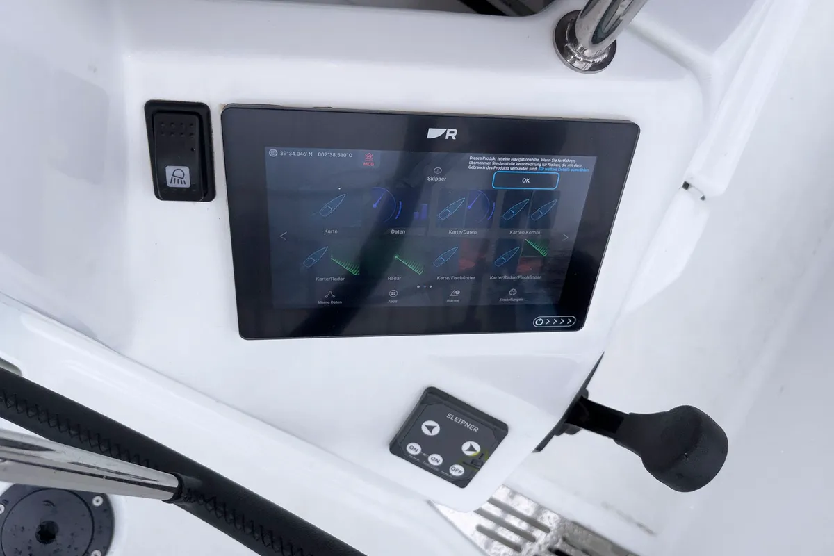 Cockpit of tam elli, a Jeanneau Sun Odyssey 440 sailboat at Palma de Mallorca, Spain
