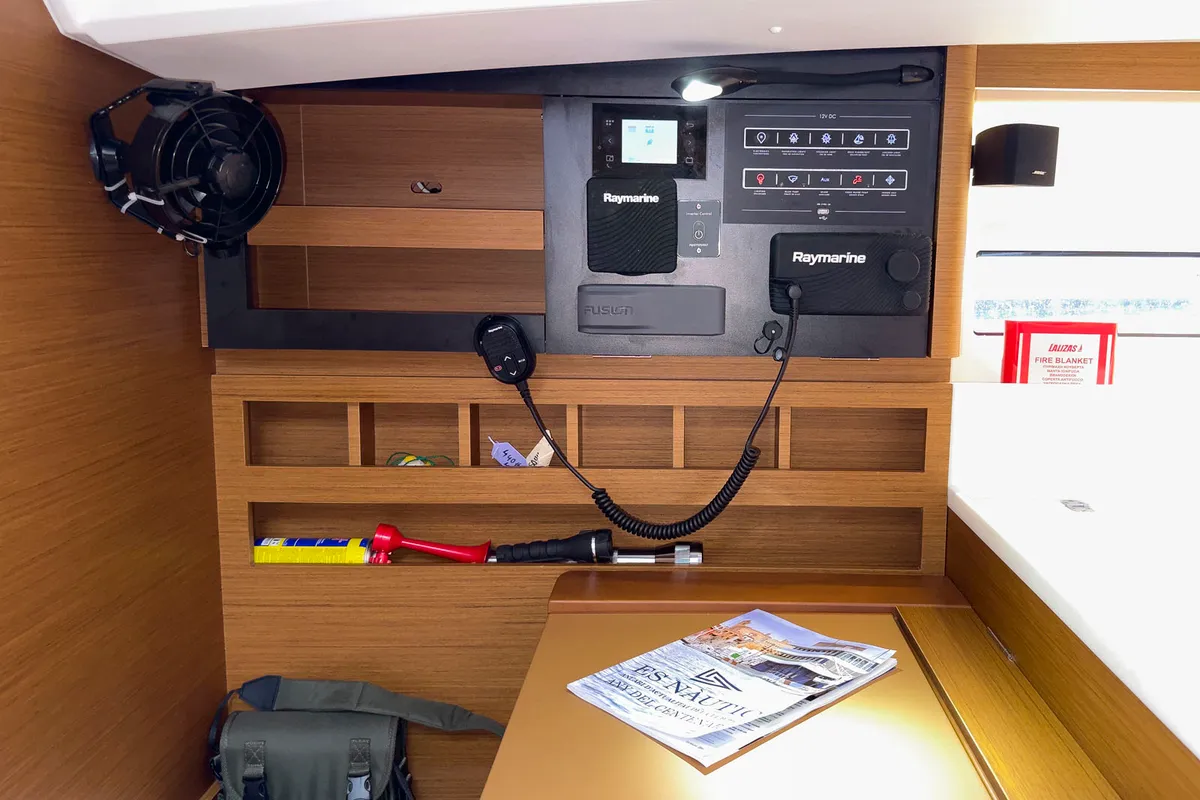 Salon of tam elli, a Jeanneau Sun Odyssey 440 sailboat at Palma de Mallorca, Spain