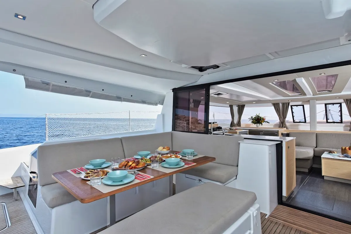Cabin on Helidoni, a Fountaine Pajot Tanna 47 catamaran at Volos Municipality, Greece
