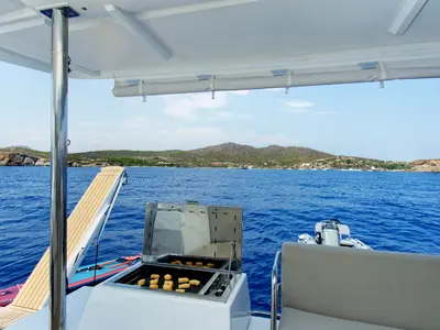 Salon of Helidoni, a Fountaine Pajot Tanna 47 catamaran at Volos Municipality, Greece