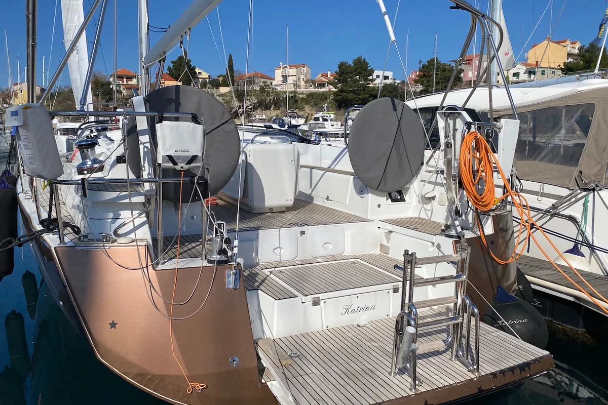 Exterior view of KATRINA, a Jeanneau 51 sailboat at Šibenik, Croatia
