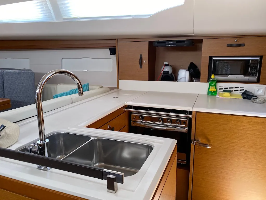Galley of KATRINA, a Jeanneau 51 sailboat at Šibenik, Croatia
