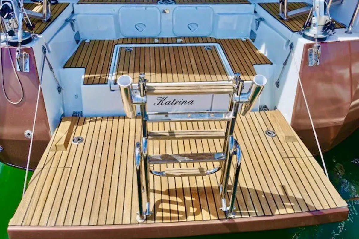 Deck of KATRINA, a Jeanneau 51 sailboat at Šibenik, Croatia