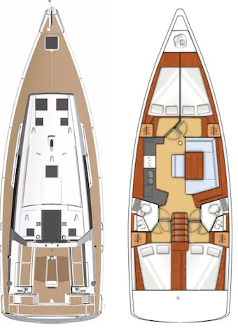 Exterior view of Kaali, a Beneteau Oceanis 45 sailboat at La Spezia, Italy