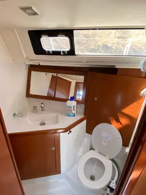 Salon of Kaali, a Beneteau Oceanis 45 sailboat at La Spezia, Italy