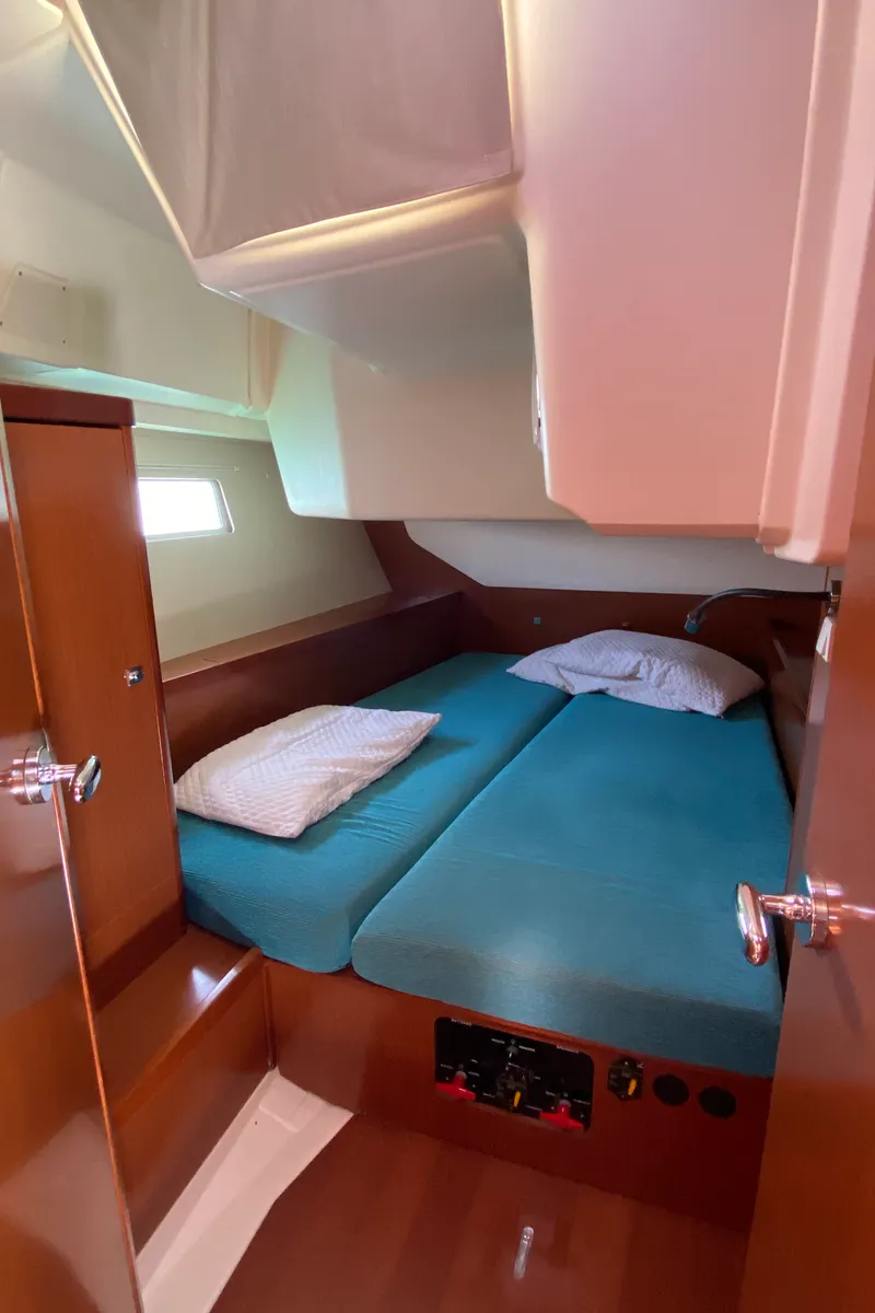 Cockpit of Kaali, a Beneteau Oceanis 45 sailboat at La Spezia, Italy