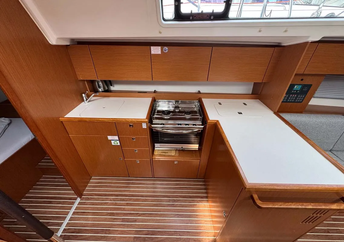 Galley of A.HO.I. two, a Bavaria C42 sailboat at Grad Trogir, Croatia