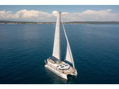 Salon of Gulet Catamaran, a catamaran at Trogir, Croatia