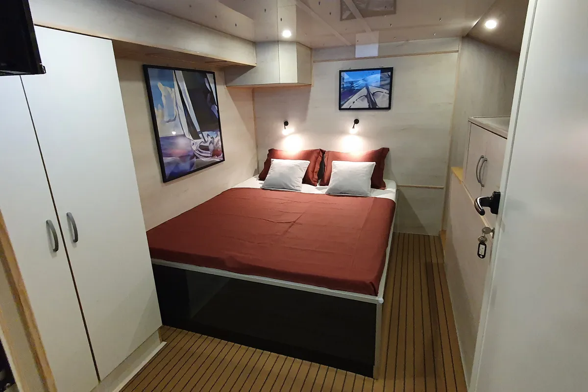 Cockpit of Gulet Catamaran, a catamaran at Trogir, Croatia