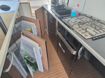 Cockpit of Gulet Catamaran, a catamaran at Trogir, Croatia