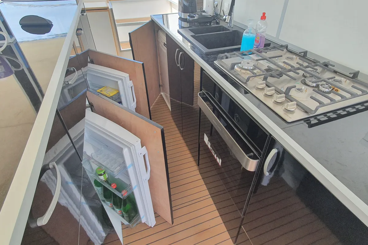 Cockpit of Gulet Catamaran, a catamaran at Trogir, Croatia