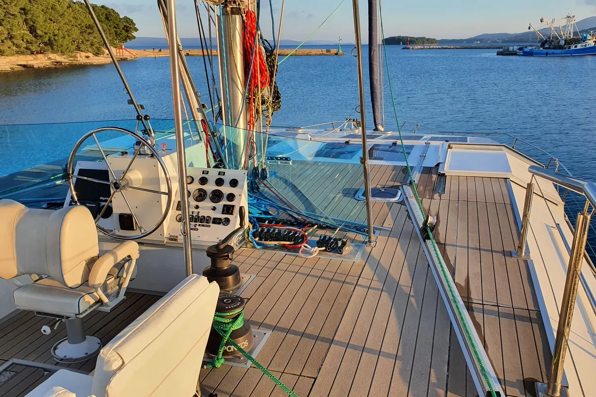 Gulet Catamaran, a catamaran at Trogir, Croatia